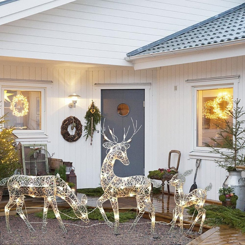 Рождественский светодиодный светильник с железным оленем
