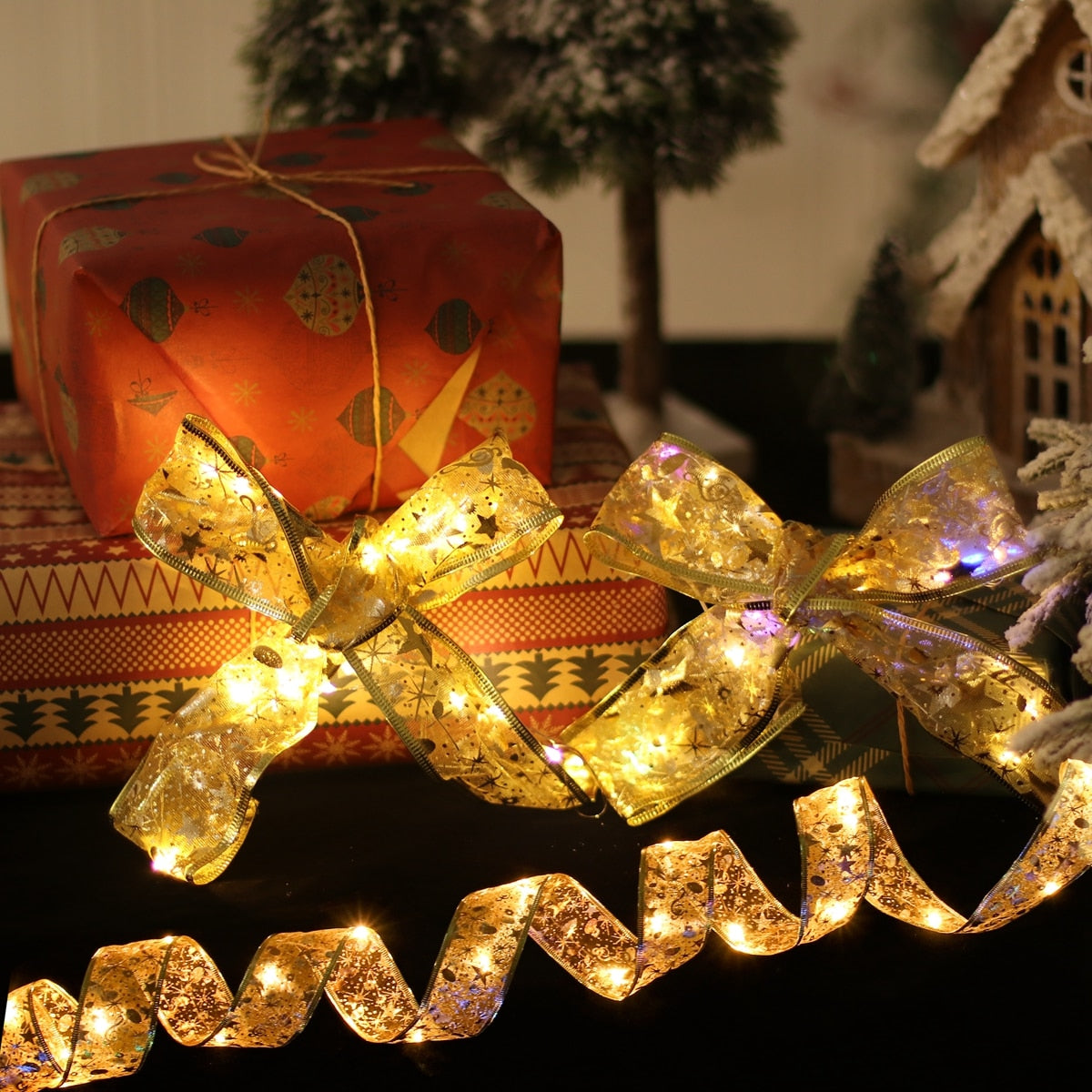 Ribbon Home Bows Christmas Lights