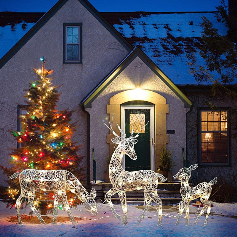 Рождественский светодиодный светильник с железным оленем